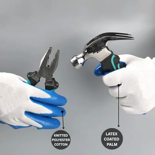 Image of Multipurpose Nylon Anti Cut PU Nitrile Coating Work Safety Gloves White-Blue Pair 24