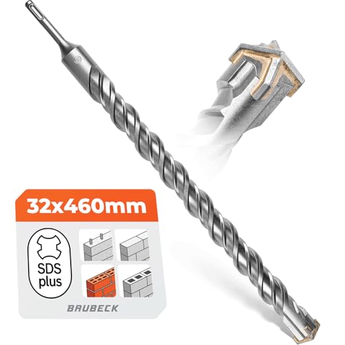 BAUBECK SDS Plus Bohrer 32mm x 460mm lang für Beton & Stein - Premium 40CR Stahl, langlebig - 4 Schneiden Steinbohrer 32mm für beste… – Ansicht 1