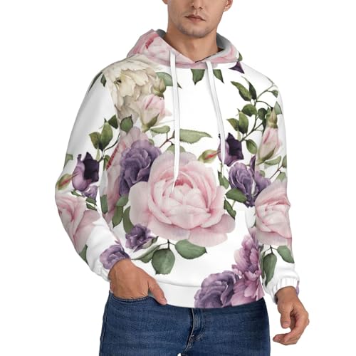 Sweat à capuche en polaire hommes finitions soignées imprimé graphique rose