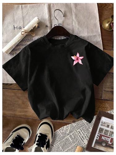 Image of RoseSeek Women's Graphic Letter Tee Crew Neck Drop Shoulder Trendy Summer T Shirt Short Sleeve Vintage Car Print Top
