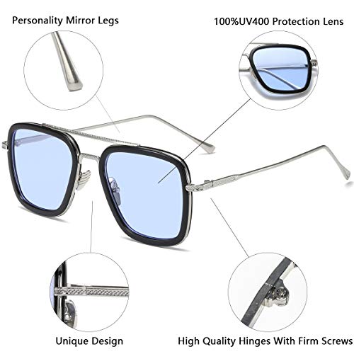Tony Stark Sunglasses Vintage Square Metal Frame for Men Women -Iron Man and Spider-Man Vintage Sun Glasses2