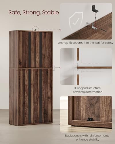 Image of VASAGLE CUSTOS Collection - Bookshelf, 5-Tier Bookcase, Book Shelf, Open Storage Shelf, 9.4 x 23.6 x 52.8 Inches, for Living Room, Home Office, Dinning Room, Natural Walnut ULBC165K01