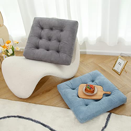 Getmo Resin Large Floor Pillows,Square Meditation Pillow,Microsuede Sitting Pillows Floor Cushion For Yoga Living Room Balcony Office Outdoor,Seat Cushion Tatami For Chair Sofa,22X22 Inch,Grey #TOP1