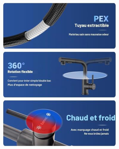 Fini les éclaboussures avec ce robinet de cuisine rotatif à 360°