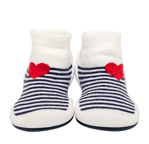 Komuello Boy Girl Baby Toddler Pull Up First Walker Non Slip Soft Cotton Premium Sock Shoes - Heartbreaker, Size 7 (135Mm, 18-24 Months) #TOP4