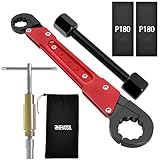 Rhevosil 6 Pcs Plumbing Tools Kit with Angle Stop Wrench & 1/2-Inch Compression Sleeve Puller, Professional Plumbers Wrench, Sandpaper and Storage Bag for Frozen/Corroded Angle Stop Valves