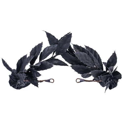 MOSTORY Couronne de laurier grecque noire - Fait à la main avec des feuilles foncées - Bandeau d'empereur de la forêt - Pour roi, homme, renaissance, cosplay, costume de Toga