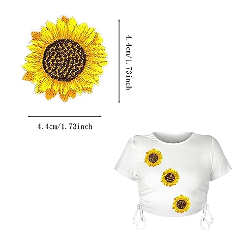 FAFAHOUSE 20 PCS Sunflower Embroidery Patches Fashion Flowers Patch Iron and Sew On Applique Badge Cute Daisy Patch Appliques Badge for Clothes Jeans Jacket Hat Dress DIY Accessories - Thumbnail 2