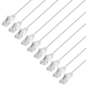 Intellinet Slim Cat6 Ethernet Network Patch Cable – 10-Pack – 10Gbps & 250MHz, Snagless Boot, 30AWG Pure Bare Copper Wire, Gold-Plated Contacts, Lifetime Mfg Warranty – 3ft, 10 Pack, White
