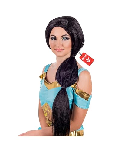 Fun Shack Peluca Negra Larga Coleta Princesa Árabe Oriental Mujer Adulta Accesorio Cabello Carnaval Cuento Talla Única