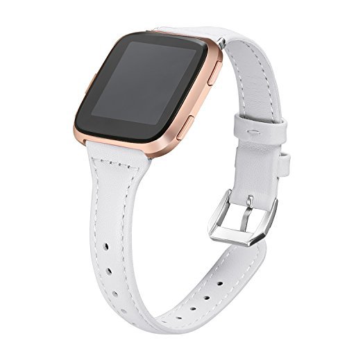 bayiteBands Compatible with Fitbit Versa 2 / Fitbit Versa Lite/Fitbit Versa, Slim Genuine Leather Band Replacement Accessories Strap Women