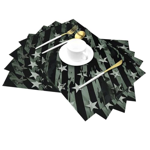 Set de table en PVC lot de 6 lavables 30x45cm vert et noir pour salle à manger