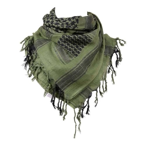 blntackle76 Großer Shemagh-Schal arabischer Militär taktischer Wüstenschal Pali-Tuch 110 x 110 cm 100% Baumwolle für Männer und Frauen (oliv/schwarz)