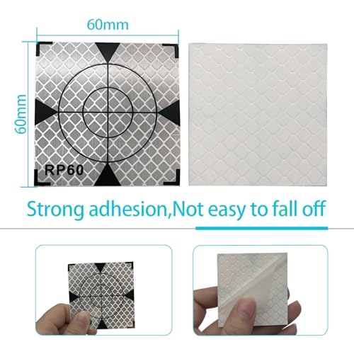 Image of 60X60MM 100PCS Reflector Targets for Total Stations Paste Up Reflector, Survey Target Mark with Black Triangle Reflective Sheet for Total Stations,White