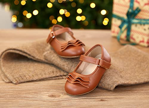 Estine Mary Jane Flats For Little Kids Toddler Baby Girls Glittery Dress Princess Ballet Shoes(71-Brown,5 Toddler) #TOP2