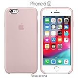  Funda Silicona para iPhone 6 y 6s Silicone Case, Textura Suave, Forro Microfibra (Rosa-Arena)