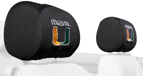 Miami Hurricanes UM NCAA Headrest Covers Set Of 2