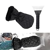 ZBGUN 2 raspadores de nieve para automóvil con guantes cálidos, guantes impermeables de bloqueo de temperatura de 14.9 x 7.1 pulgadas, ahorra tiempo y esfuerzo, guía de nieve, herramienta universal de