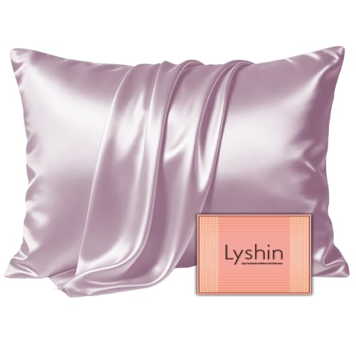 Image of LYSHIN Silk Pillow Cases King Size with Hidden Zipper, Lavender | 19 Momme Mulberry Silk Pillowcase for Skin and Hair, Anti-Acne, Hypoallergenic, Cooling, Beauty Sleep, Gifts for Women
