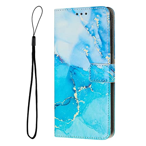 Étui clapet iPhone 15 Pro König Design bleu vert avec support ajustable