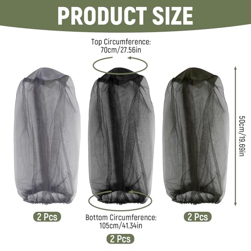 6 Stück Moskitonetz Kopf, Moskitonetz Kopfschutz Schwarz, Grün, Grau, Mückenschutz Kopfnetz, Mückenschutz Kopf für Angeln Camping Klettern Radfahren Imkerei Wandern