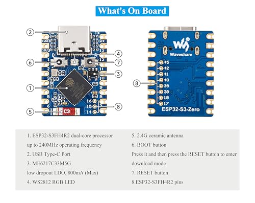 ESP32-S3 Mini Development Board, Based on ESP32-S3FH4R2 Dual-Core Processor, 240MHz Running Frequency, 2.4GHz W-i-F-i & Blue-Too-th 5, Onboard 4MB Flash Memory/2MB PSRAM - Image 5
