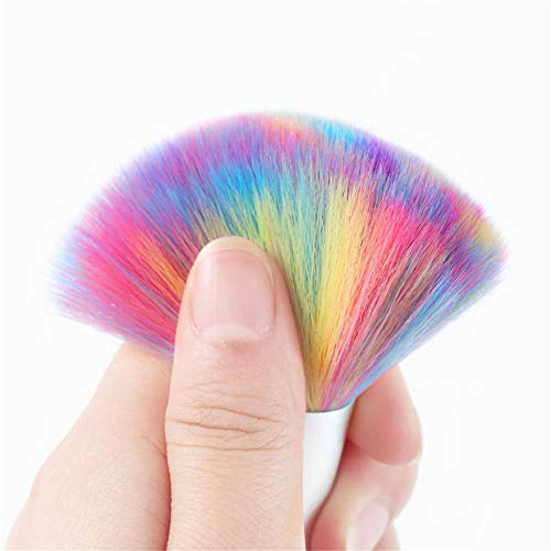 1pcs Rainbow Colorful Sector Nail Soft Dust Cleaner Brush Cleaning Brush Acrylic Gel Powder Removal Brush Manicure Nail Tool