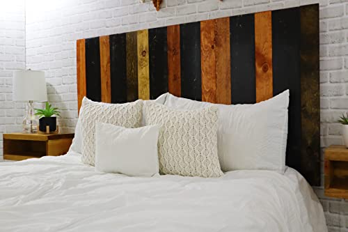 Barn Walls Cabin Mix Signature Design, Multicolored Solid Wood Headboard, Floating Panels, Wall Mount, Adjustable Height, Easy Assembly, King Size #TOP2