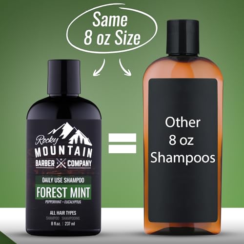 Rocky Mountain Barber Company Men's Shampoo - Tea Tree Oil, Peppermint & Eucalyptus for All Hair Types