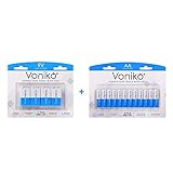 VONIKO - Alkaline 9V Battery 2 Pack &Double A Batteries -12 Pack- Ultra Long Lasting