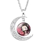 Moon Pendant Kamado Nezukos Glass Dome Crescent Pendant for Boys Men Girls Women( Kamado Nezuko)