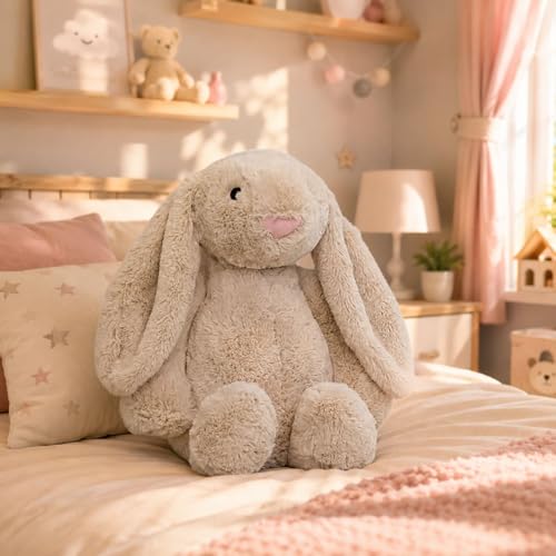 Image of Grey Bunny Rabbit Plush Soft Toy 40 CM for Kids, Ultra Soft Stuffed Bunny Teddy with Long Floppy Ears, Premium Plush Animal for Boys & Girls, Cute Cuddly Rabbit Doll for Birthday Gift