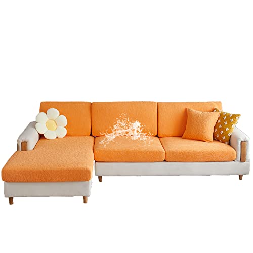 EXTLEZSA Funda de cojín de sofá, antideslizante, fundas elásticas para sofá, en forma de L, funda de cojín para sofá de esquina para protectores de muebles (número 1, naranja) Cover