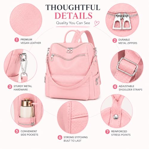 Image of Leather Backpack for Women | Large Capacity | College and Office use | PU Leather | shoulder bag for Ladies,