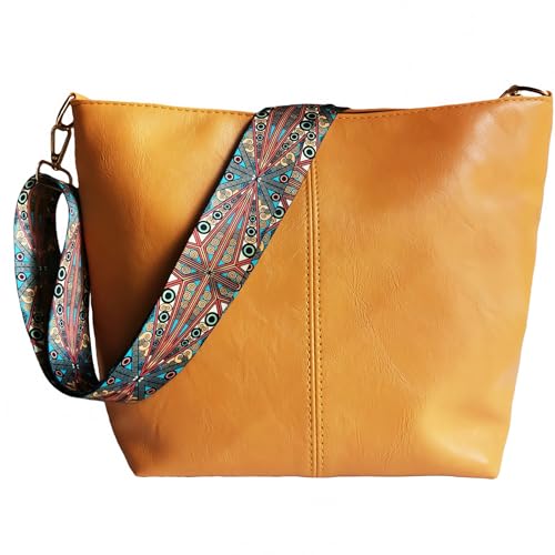 Image of Fashion Hobo Bags for Women Vegan Leather Crossbody Bag with Guitar Strap Shoulder Purses and Handbags