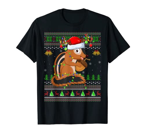 Chipmunk Animal Lover Xmas Santa Chipmunk Ugly Christmas T-Shirt