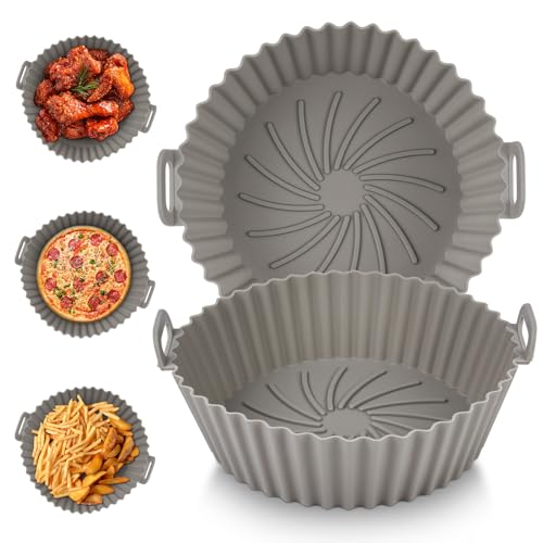 Vicloon Heißluftfritteuse Korb Silikon,2 Stück Heißluftfritteuse Zubehör Ersatz,Durchmesser: 16,5 cm, Universal Luftfritteuse Korb,von Luftfritteusen Ofenzubehör Küchenwerkzeug