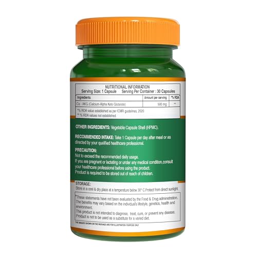 Image of Pure Nutrition Ca-AKG - (500mg) - 30 Veg Capsules | Calcium Alpha-Ketoglutarate Supplements For Cellular Energy & Joint Health | Support Healthy Aging, Athletic Performance & Muscle Recovery