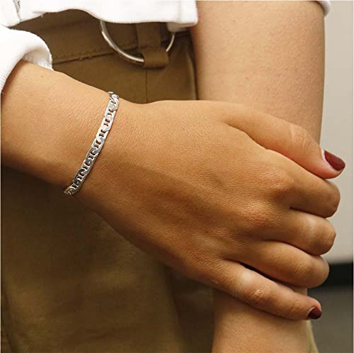 Sterling Silver Mariner Link Bracelet - 5.5MM, 6.5MM, 8MM, 9MM, 10.5MM, 12MM Thick Silver Link Bracelet for Men4