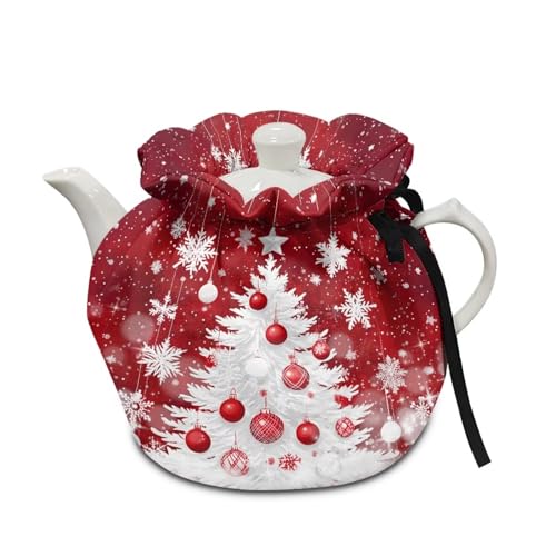 Image of Christmas Tree Tea Pot Cover Tea Cozy Foldable Teapot Dust Cover Keep Warmer Teapot Protective Insulated Soft Cover Kitchen Home Decor Accessory Tea Pots Cozy