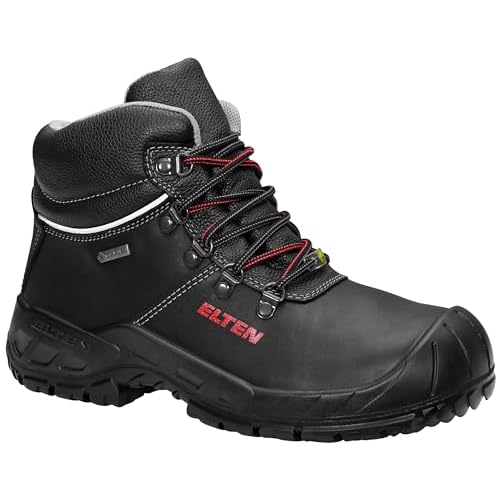 JORI Sicherheitsschuhe BASIC Mid S3, Herren, Lederschuh, robust, Schwarz, Stahlkappe - Größe 43 3 ELTEN Sicherheitsschuhe RENZO GTX Mid ESD S3 CI, Herren, Leder, Stahlkappe, leicht, robust, Schwarz, Größe: 43