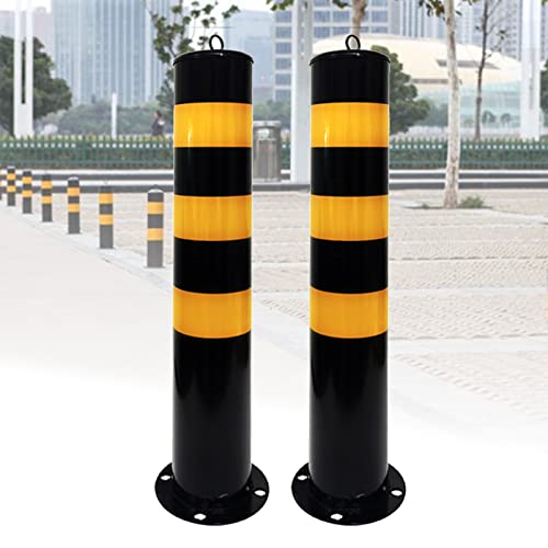 CWCQGH Parking Bollards - Concrete Security Posts with Reflective Tape for Enhanced Protection in Driveways, Industrial & Commercial Areas (2x 75cm)