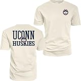 Connecticut Huskies NCAA Officially Licensed T-Shirt Ringspun Front/Back Mascot Ivory, Small