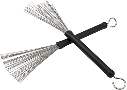 image for Jiayouy 1 Pair Drum Wire Brushes Drum Sticks Percussion Retractable Br