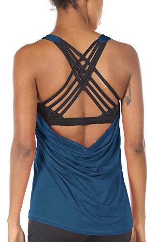 Image of icyzone Women's Open Back Workout Athletic Yoga Tank Tops with Built in Bra