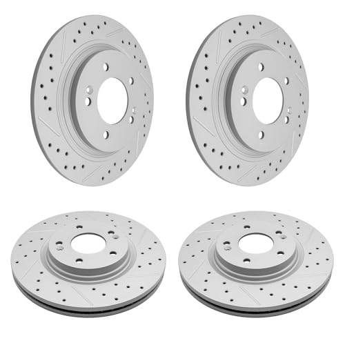 Xtorkynis Drilled and Slotted Front and Rear Brake Rotor for Hyundai Sonata 2020-2022, Kia K5 2021-2022