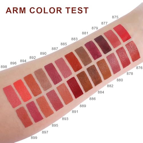Image of evpct Ruby Red Velvet Matte Lipstick, High Pigmented Slim Lipstick Long Lasting Waterproof for Women Gift, Velvet Silky Lip Stick Stain Color Makeup Blendable 24 Hours Original Makeup Labiales, 885#