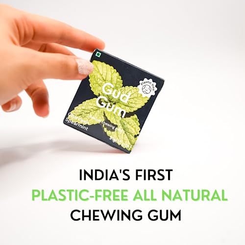 Image of Gud Gum- Natural, Plastic Free Chewing Gum- Pack of 2- No added artificial colours, flavours & sweeteners (Charcoal Mint)
