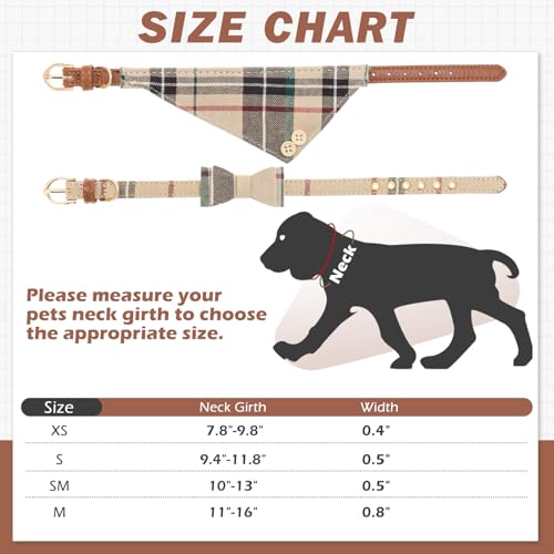 Image of EXPAWLORER Cute Dog Collar - 2 Pack Classic Plaid Puppy Bow Tie and Bandana Cat Collar with Bell, Adjustable for Small Medium Large Pets Holiday Ideal Gift, M