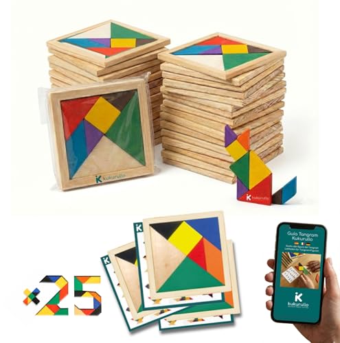 Tangram Infantil Pack 25- Regalos Cumpleaños Niños Colegio - Detalles Cumpleaños Niños - Relleno Piñata Infantil. Regalitos Invitados - Regalos Alumnos Primaria - Mini Juegos